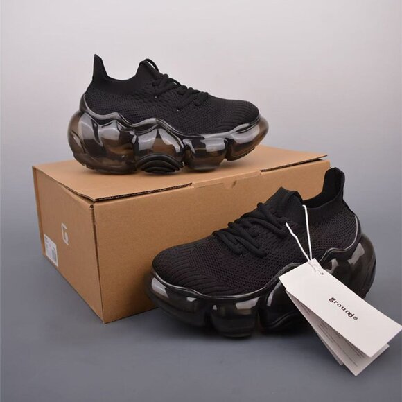 Grounds Full-Palm Air Cushion Height-Enhancing Sneakers